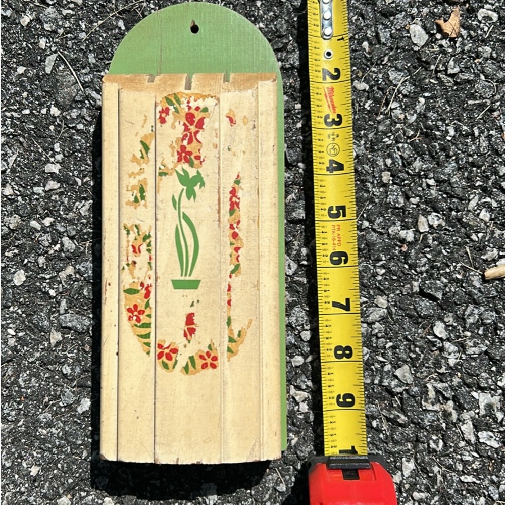 Vintage Nuway Floral Wooden Knife Block Wall Decor